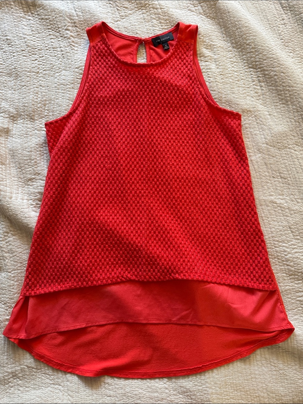 The Limited Red Textured High-Low Sleeveless Tank